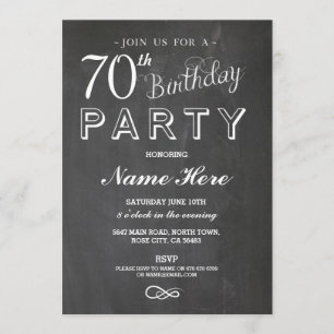 70TH BIRTHDAY PARTY CHALKBOARD SURPRISE INVITE