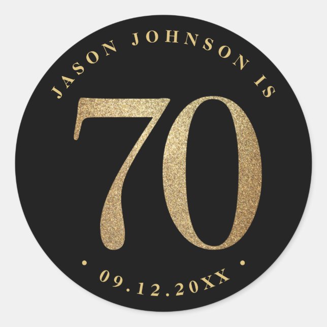70th Birthday Party Classic Round Sticker (Front)