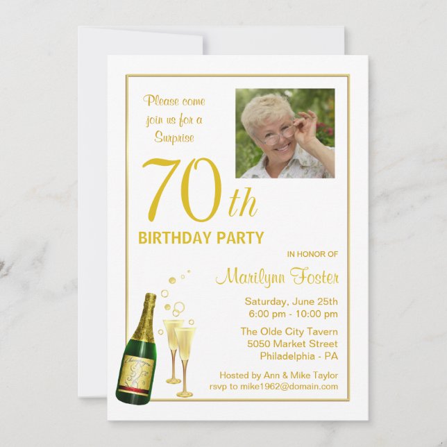 70th Birthday Party - Customised Photo Invitations (Front)