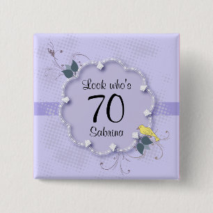 70th Birthday Party   DIY Text 15 Cm Square Badge
