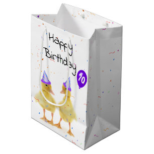 70th Birthday Party Ducks with Balloon Medium Gift Bag