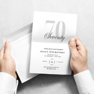 70th Birthday Party Elegant Chic Black and White Invitation