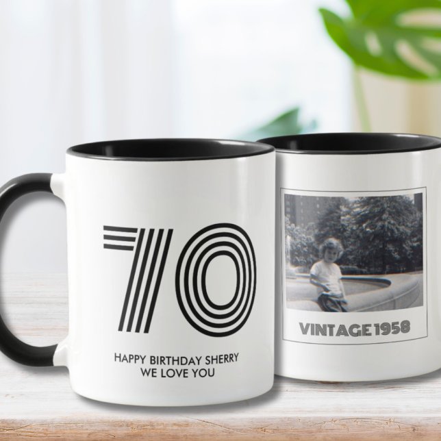 70th Birthday Party Favour Vintage Year Mug (70th birthday mug)