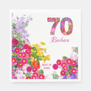 70th birthday party floral flower bouquet napkins
