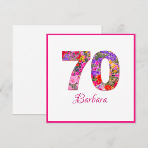 70th birthday party floral pink lilac flat card