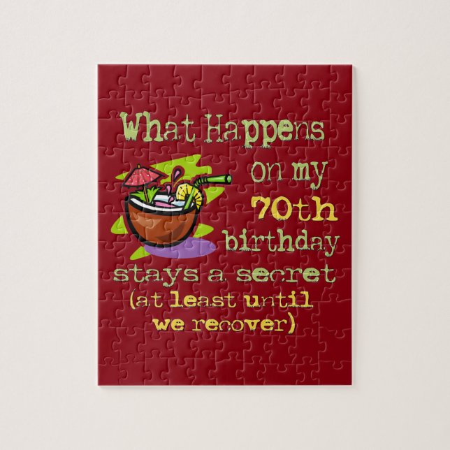 70th Birthday Party Gifts. What happens on my 70th Jigsaw Puzzle (Vertical)