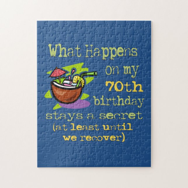70th Birthday Party Gifts. What happens on my 70th Jigsaw Puzzle (Vertical)