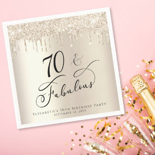 70th Birthday Party Glitter Gold  Napkin
