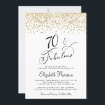 70th Birthday Party Gold Glitter Invitation<br><div class="desc">Chic 70th birthday party invitation featuring "70 & Fabulous" in a stylish script and a gold faux glitter confetti overlay.</div>