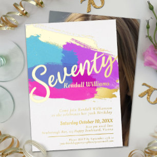 70th Birthday party gold photo bright abstract art