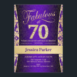 70th Birthday Party - Gold Purple Invitation<br><div class="desc">70th Birthday Party Invitation in purple and gold.
Elegant invite card with faux glitter gold and diamonds. Features damask pattern and script font. Fabulous at seventy! Classic design perfect for an stylish party. Please message me if you need a custom age.</div>