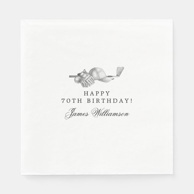 70th Birthday Party Golf Theme Editable Napkin (Front)