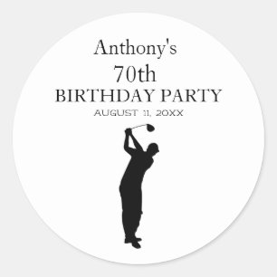 70th Birthday Party Golfer Black Par Seventieth Classic Round Sticker
