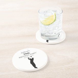 70th Birthday Party Golfer Black Par Seventieth  Coaster