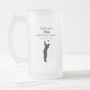 70th Birthday Party Golfer Black Par Seventieth Frosted Glass Beer Mug