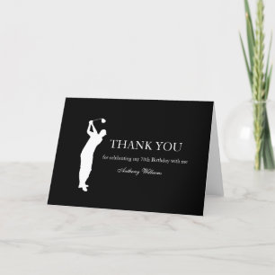 70th Birthday Party Golfer Black Par Seventieth Thank You Card