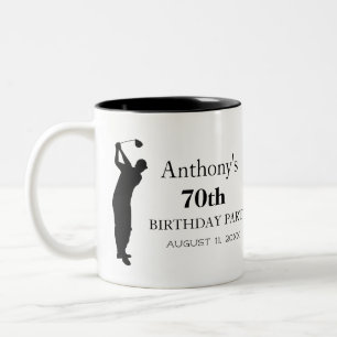 70th Birthday Party Golfer Black Par Seventieth  Two-Tone Coffee Mug