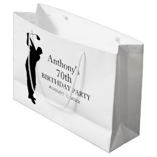 70th Birthday Party Golfer Elegant Par Seventieth Large Gift Bag