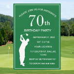 70th Birthday Party Golfer Green Par Dad Golf Invitation<br><div class="desc">70th Birthday party for a golfer,  dad,  for him. Green and white,  modern,  elegant Birthday party invitation. Please personalise it with your details.</div>