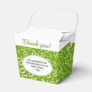 70th Birthday Party Green/White Number Pattern Favour Box