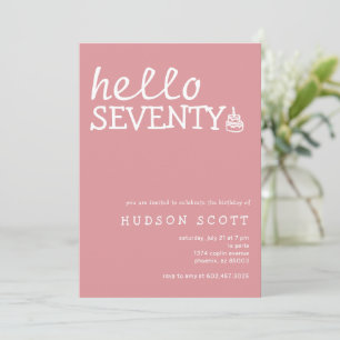 70th Birthday Party Hello Seventy Modern Pink Invitation