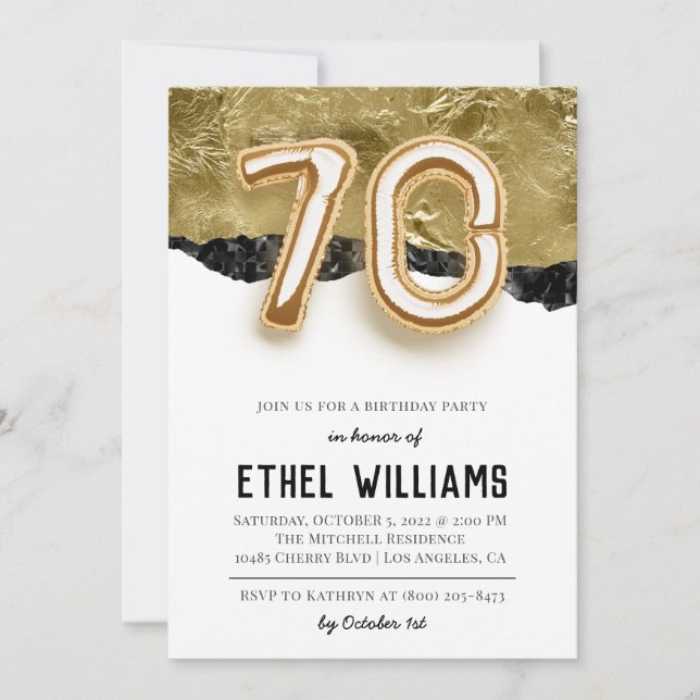 70th Birthday Party Invitation (Front)