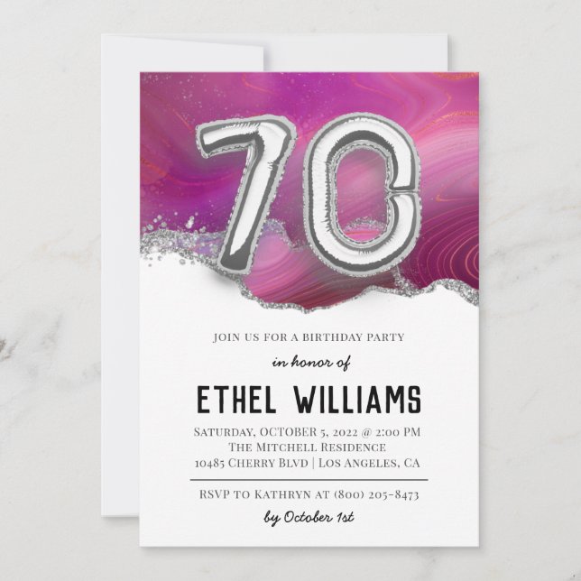 70th Birthday Party Invitation (Front)