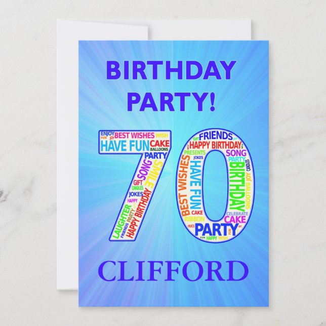 70th Birthday Party Invitation Add a Name (Front)