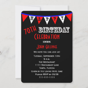70th Birthday Party Invitation Bunting