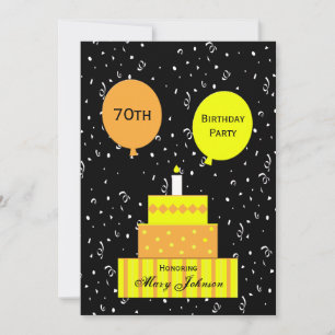 70th Birthday Party Invitation Fun 70th Cake