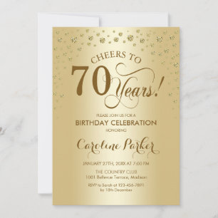70th Birthday Party Invitation - Gold