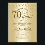 70th Birthday Party Invitation - Gold<br><div class="desc">70th Birthday Party Invitation.
Elegant design with faux glitter gold. Cheers to 70 Years! Message me if you need further customization.</div>