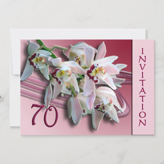 70th Birthday Party Invitation - Orchids (Front)