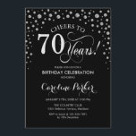 70th Birthday Party Invitation - Silver Black<br><div class="desc">70th Birthday Party Invitation.
Elegant design with faux glitter silver and black. Cheers to 70 Years! Message me if you need further customization.</div>