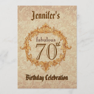 70th Birthday Party Invitation Vintage Gold Frame
