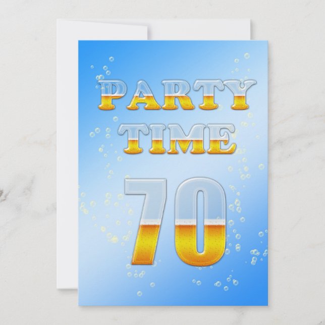 70th birthday party invitation with beer (Front)