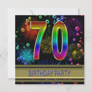 70th Birthday party Invitation with bubbles
