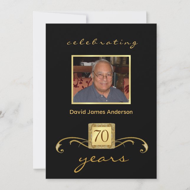 70th Birthday Party Invitations - Men's Formal (Front)
