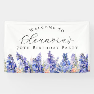 70th Birthday Party July Birth Flower Welcome Banner