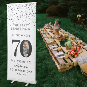 70th Birthday Party Look Who's 70 Modern Photo Retractable Banner
