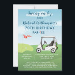70th Birthday Party Men's Golf Theme Party   Invitation<br><div class="desc">This fun 70th Birthday Party Invitation has a Golf theme and it's perfect for a Golfer. It features a cart on a course and much to personalise to make appropriate for your own event. We have all the ingredients to make it a special party — starting with a party invitation;...</div>