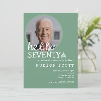 70th Birthday Party Mens Photo Seventy Sage Green Invitation
