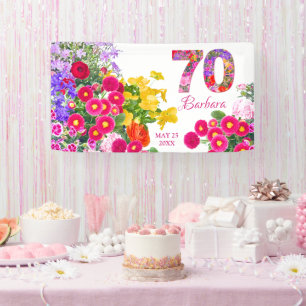 70th birthday party modern floral flowers banner