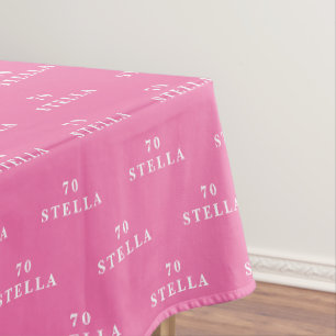 70th Birthday Party Name Pink Modern Pattern Tablecloth