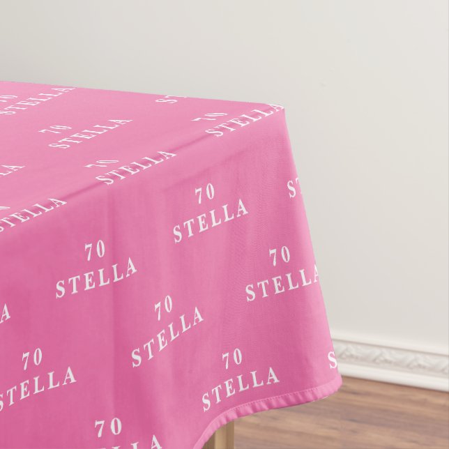 70th Birthday Party Name Pink Modern Pattern Tablecloth (In Situ)
