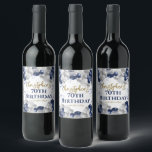 70th Birthday Party Navy Balloons Wine Label<br><div class="desc">A gorgeous 70th birthday party or celebration wine bottle label. This fabulous navy blue and silver balloons design is the perfect bottle label to decorate your wine or drinks bottles for a 70th celebration or seventieth party.</div>