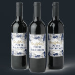 70th Birthday Party Navy Balloons Wine Label<br><div class="desc">A gorgeous 70th birthday party or celebration wine bottle label. This fabulous navy blue and silver balloons design is the perfect bottle label to decorate your wine or drinks bottles for a 70th celebration or seventieth party.</div>