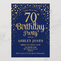 70th Birthday Party - Navy & Gold