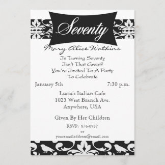 70th Birthday Party Personalised Invitation