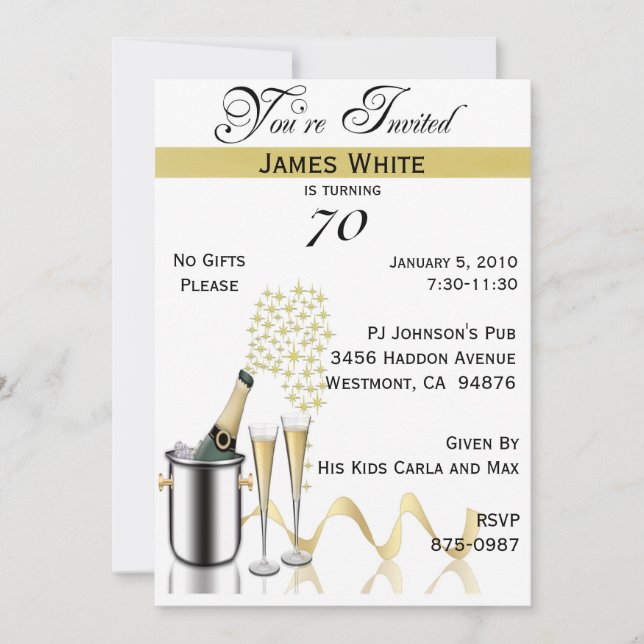70th Birthday Party Personalised Invitation (Front)